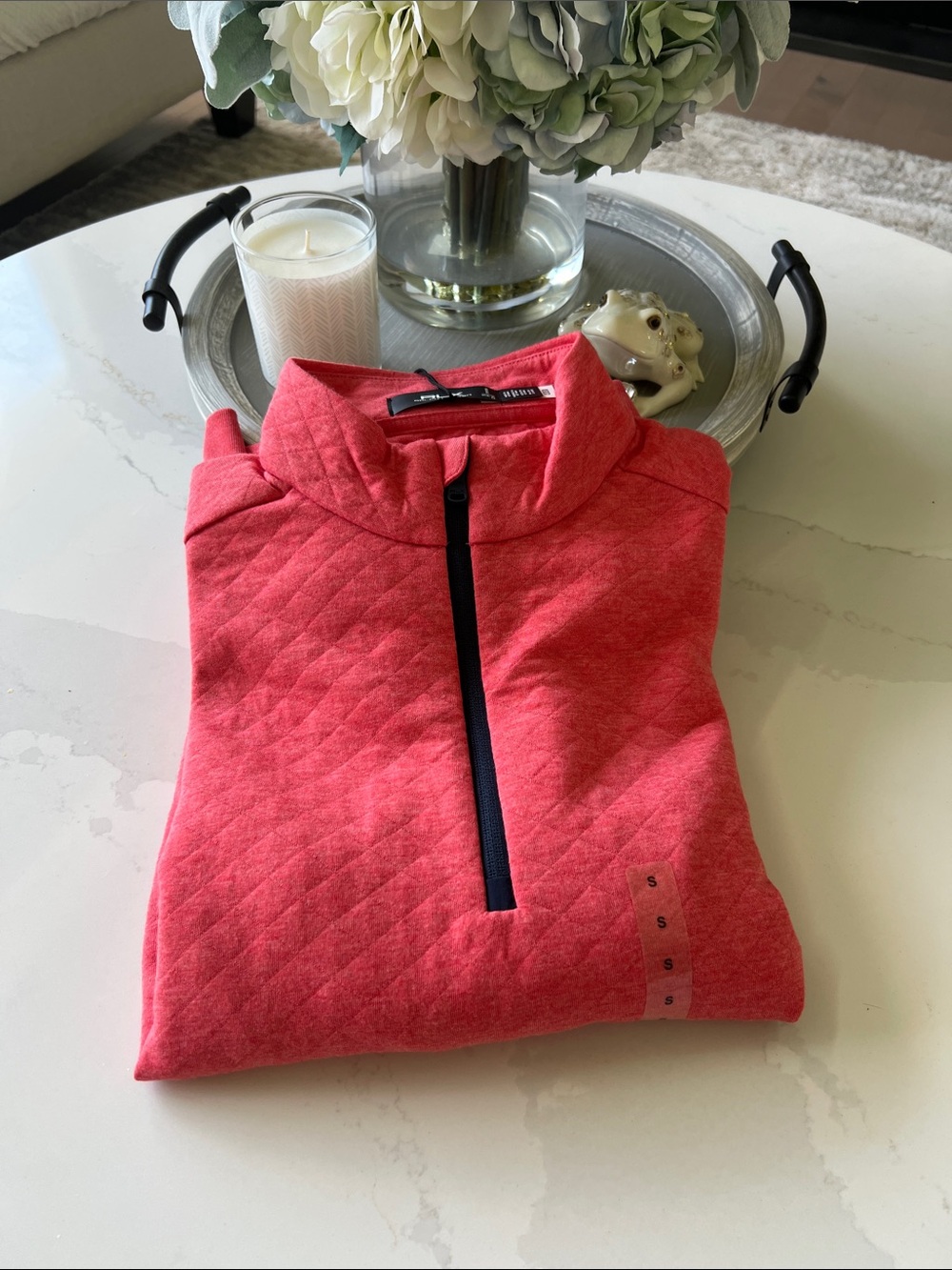 Ralph Lauren RLX Men’s Diamond Textured Pullover 1/4 Zip Coral